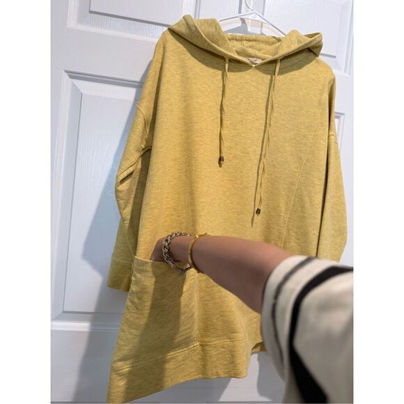 Soft Surroundings Heather Yellow The Soho Hoodie Tunic Sweatshirt Women's Large - Picture 5 of 14